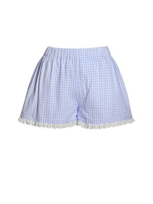 Qutayla Baby Blue Gingham Lace Trim Shorts