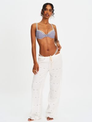 Geneva Gingham Lace Decoration Bikini Top