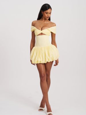 Umika Butter Yellow Bubble Hem Mini Dress