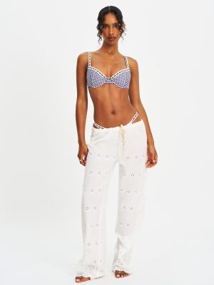 Geneva Gingham Lace Decoration Bikini Top