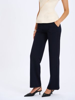 Yanin Navy Low-Rise Straight Leg Pants