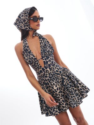 Spring Affair Cheetah Print Linen Head Scarf