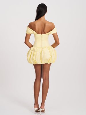 Umika Butter Yellow Bubble Hem Mini Dress