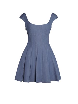 Sada Pleated Denim Mini Dress