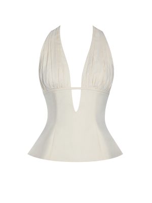 Quinzella Smock Back Halter Neck Linen Top