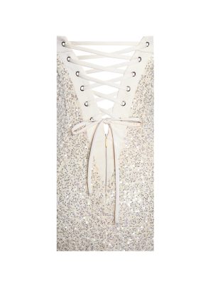 Raizel Gold Beaded Sequin Bodycon Gown with Scarf