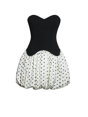 Dahliana Polka Dot Bubble Hem Corset Mini Dress