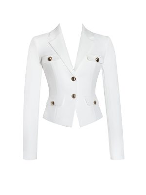 Oakley White Preppy Style Blazer Jacket