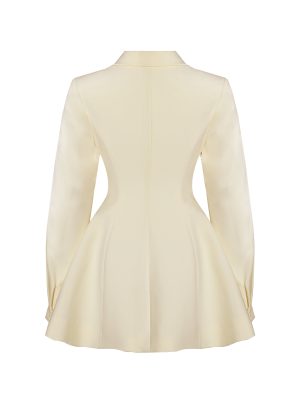 Obelia Off White Long Sleeve Polo Mini Dress