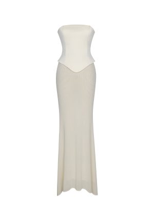 Adelina Butter Yellow Peplum Mermaid Gown with Lace-up Back