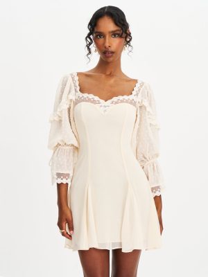 Zakira Lace Trim Half Sleeve Mini Dress