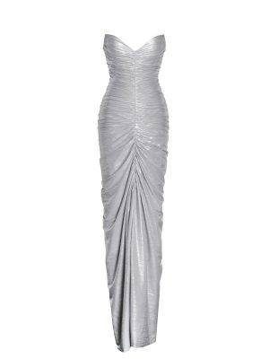 Sable Ruched Silver Glitter Mermaid Gown