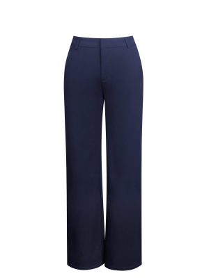 Yanin Navy Low-Rise Straight Leg Pants