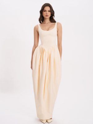 Udana Butter Yellow Drop Waist Tulip Gown