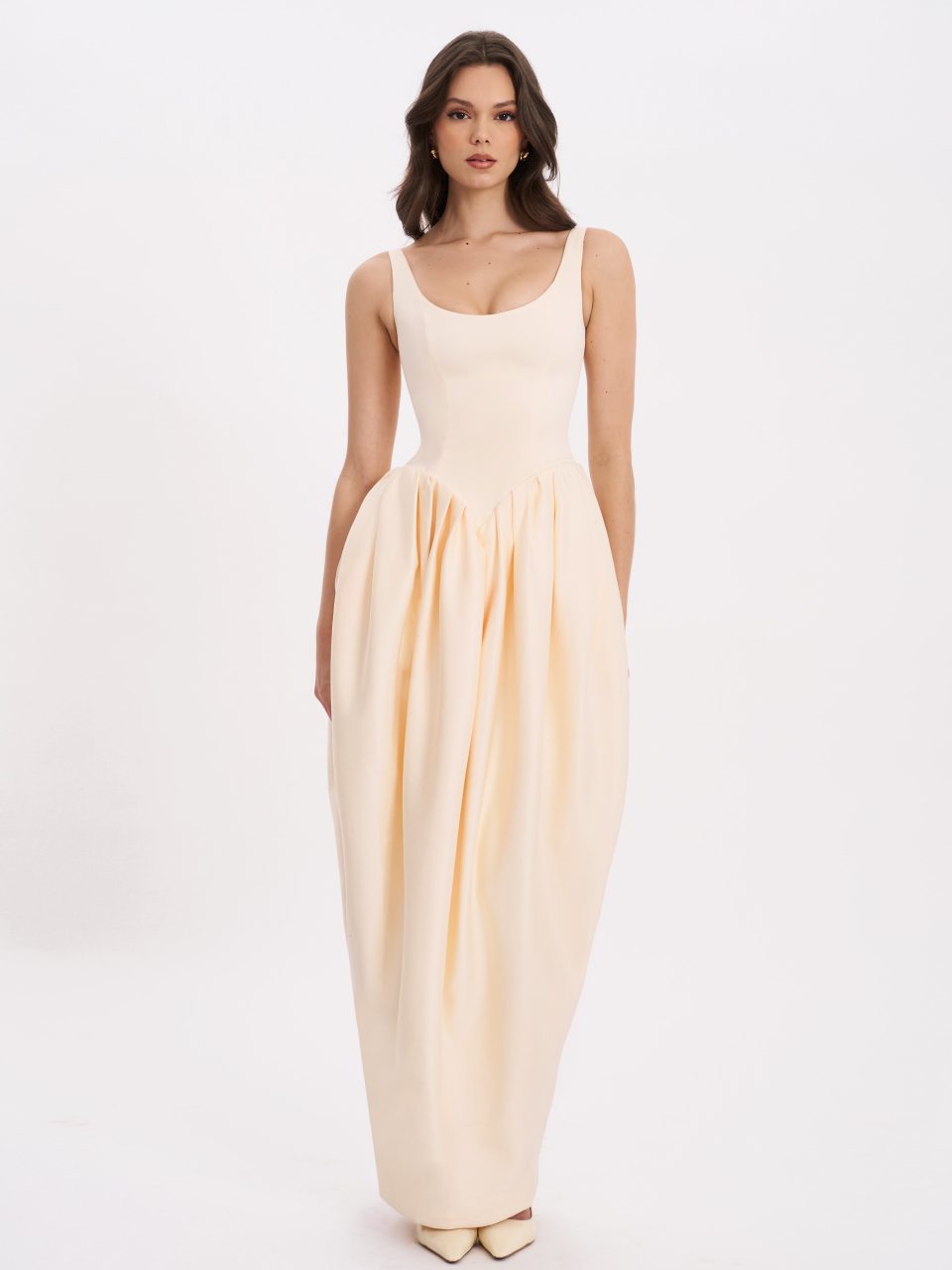 Udana Butter Yellow Drop Waist Tulip Gown