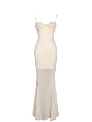 Zayne Butter Yellow Ruch Breast Chiffon Mermaid Maxi Dress