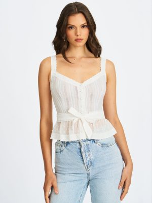 Aliya Cotton Poplin Button Up Sleeveless Top