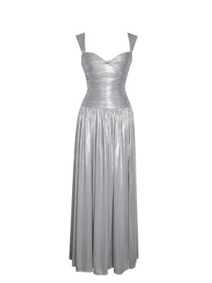Palmer Silver Glitter Drop Waist Maxi Dress