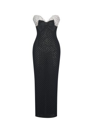 Faith Black and White Polka Dot Sweetheart Maxi Dress