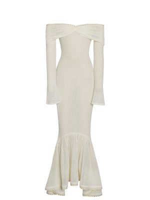 Kaedyn Off Shoulder Long Sleeve Crochet Mermaid Maxi Dress