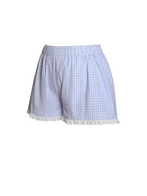 Qutayla Baby Blue Gingham Lace Trim Shorts