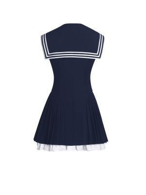 Calliope Navy Sailor Pleated Mini Dress