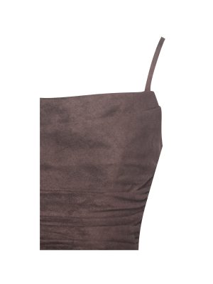 Raisa Mahogany Vegan Suede Ruched Mini Dress