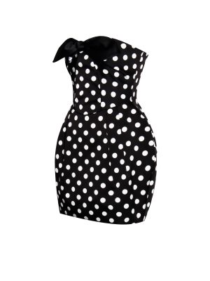 Tahira Black Polka Strapless Mini Dress with Bow