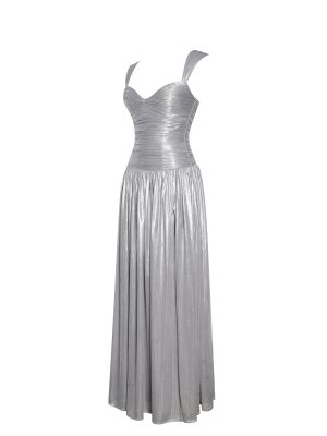 Palmer Silver Glitter Drop Waist Maxi Dress