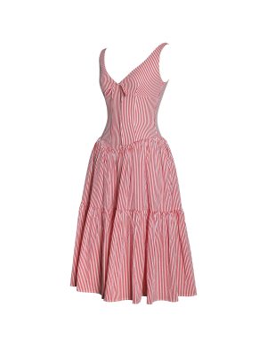 Oceana Red Candy Stripe Drop Waist Midi Dress