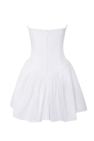 Sacha White Lace Drop Waist Corset Puffy Mini Dress