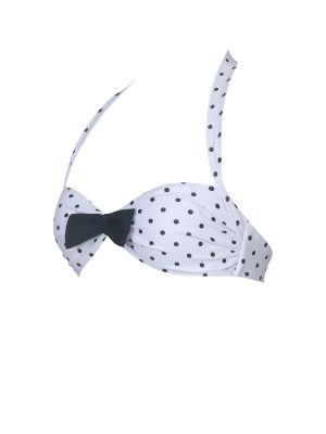 Olivea Polka Dot Black Bowtie Halter Bikini Top