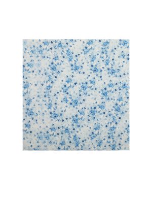 Spring Affair Blue Floral Print Linen Head Scarf