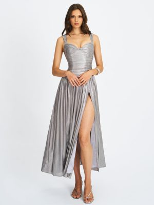 Palmer Silver Glitter Drop Waist Maxi Dress