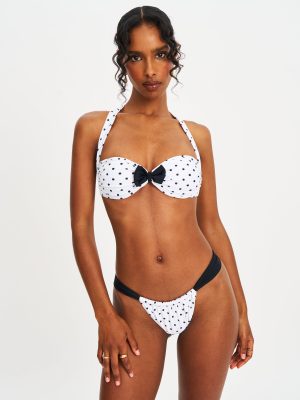 Oliveah Polka Dot Ruched Black Lacing Bikini Bottom