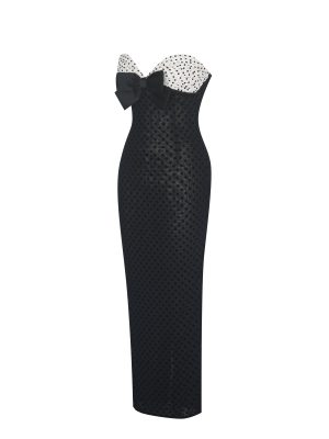 Faith Black and White Polka Dot Sweetheart Maxi Dress
