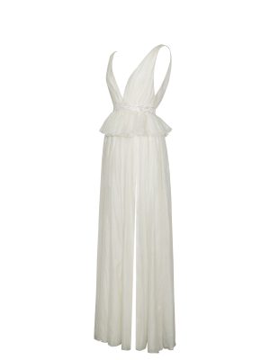 Calleigh Off White Flare Beaded Belt Maxi Gown