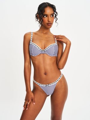 Geneva Gingham Lace Decoration Bikini Top