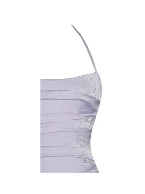 Raegan Taro Purple Jacquard Rouched Maxi Dress