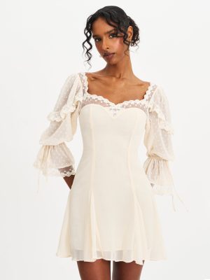 Zakira Lace Trim Half Sleeve Mini Dress