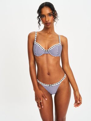 Geneva Gingham Lace Decoration Bikini Top