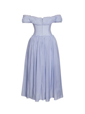 Xavy Baby Blue Off Shoulder Corset Midi Dress