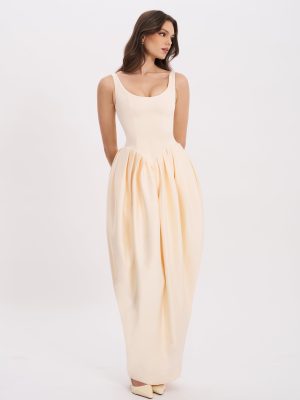 Udana Butter Yellow Drop Waist Tulip Gown