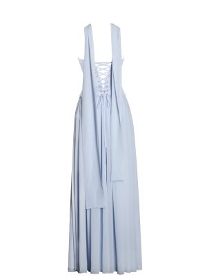 Qianna Baby Blue Peplum Top Drop Waist Chiffon Gown