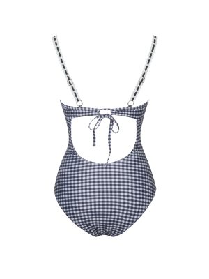 Gigi Black Gingham Lace Strap Backless Swimsuit
