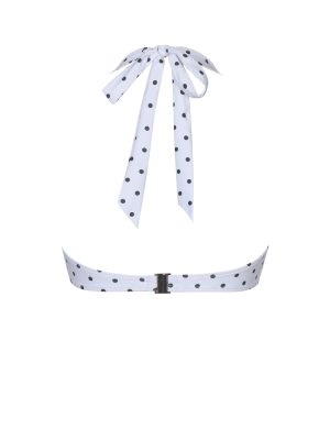 Olivea Polka Dot Black Bowtie Halter Bikini Top