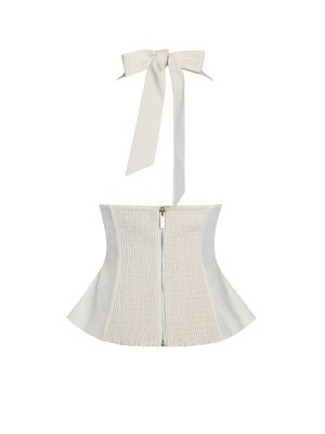 Quinzella Smock Back Halter Neck Linen Top