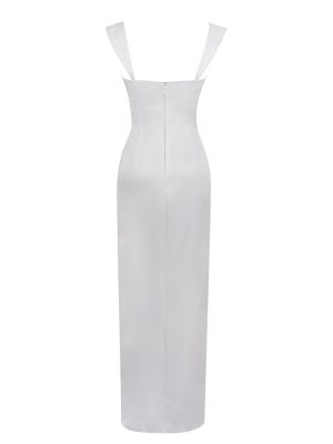 Freddie White Lace Satin Maxi Corset Dress