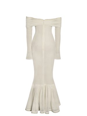 Kaedyn Off Shoulder Long Sleeve Crochet Mermaid Maxi Dress