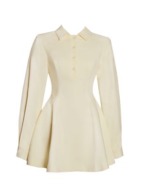 Obelia Off White Long Sleeve Polo Mini Dress
